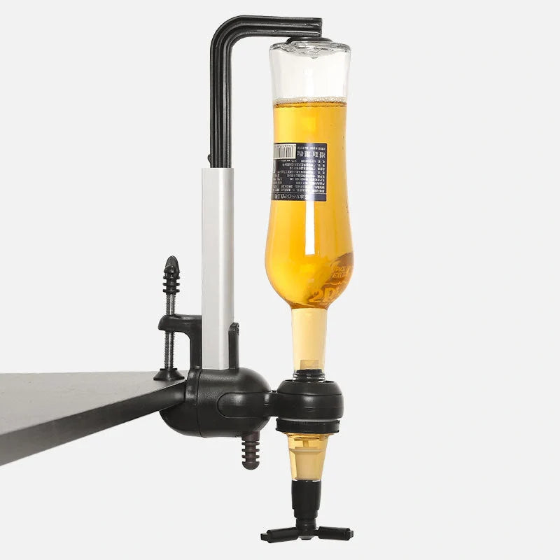 Stainless steel wall mounted liquor dispenser with spring-loaded bottle holder