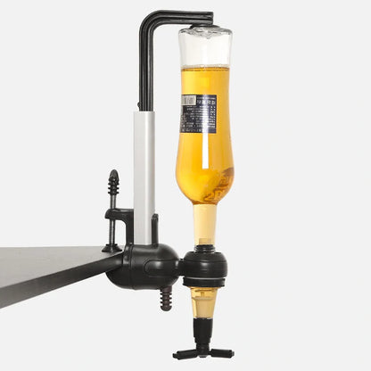 Stainless steel wall mounted liquor dispenser with spring-loaded bottle holder