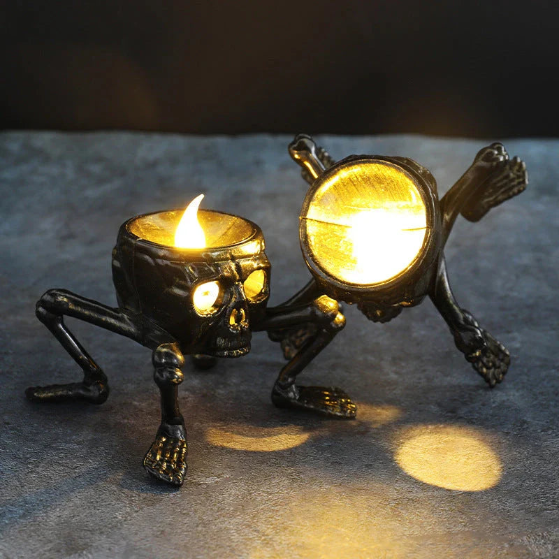 Skull-shaped Halloween lantern with a spooky, atmospheric glow for festive decor