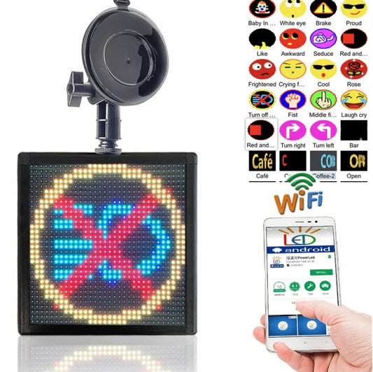 Car Rear Window LED Emoticon Screen displaying vibrant messages