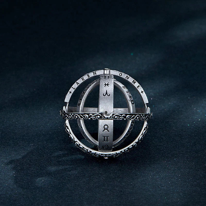 Germany Astronomical Ball Ring Necklace with flip deformation feature in silver and gold