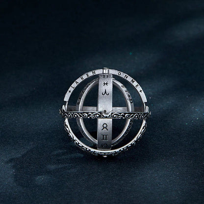 Germany Astronomical Ball Ring Necklace with flip deformation feature in silver and gold
