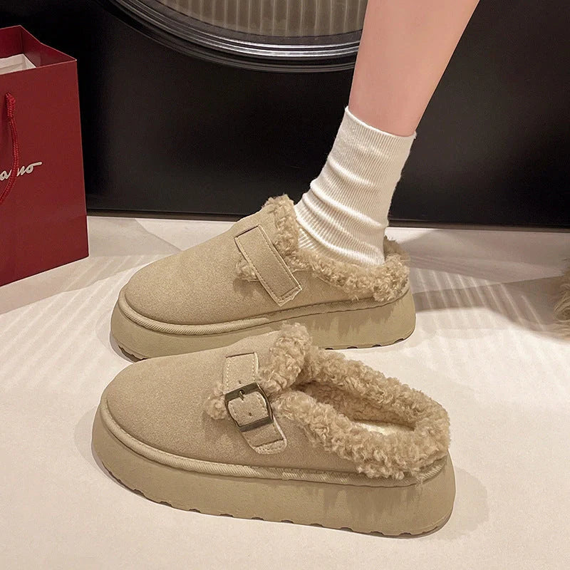 Luxury winter women's plush retro bean boots in various colours
