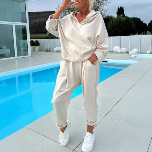 Premium Women's Hooded Sweatshirt Two-Piece Set in a variety of classic colours