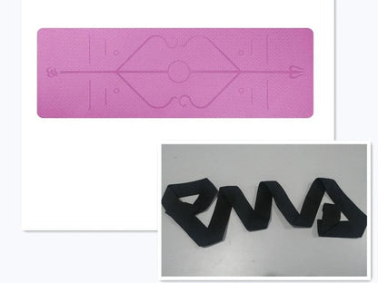 Non-slip TPE yoga mat with position lines for beginners, available in multiple colors