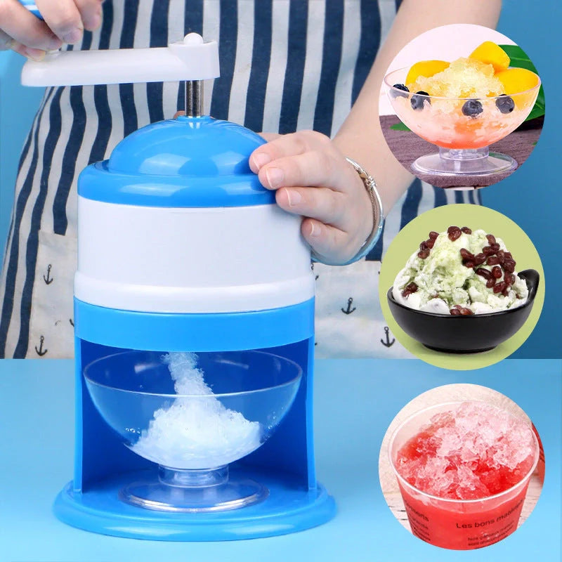 Portable manual ice crusher with stainless steel blade for smoothies and drinks