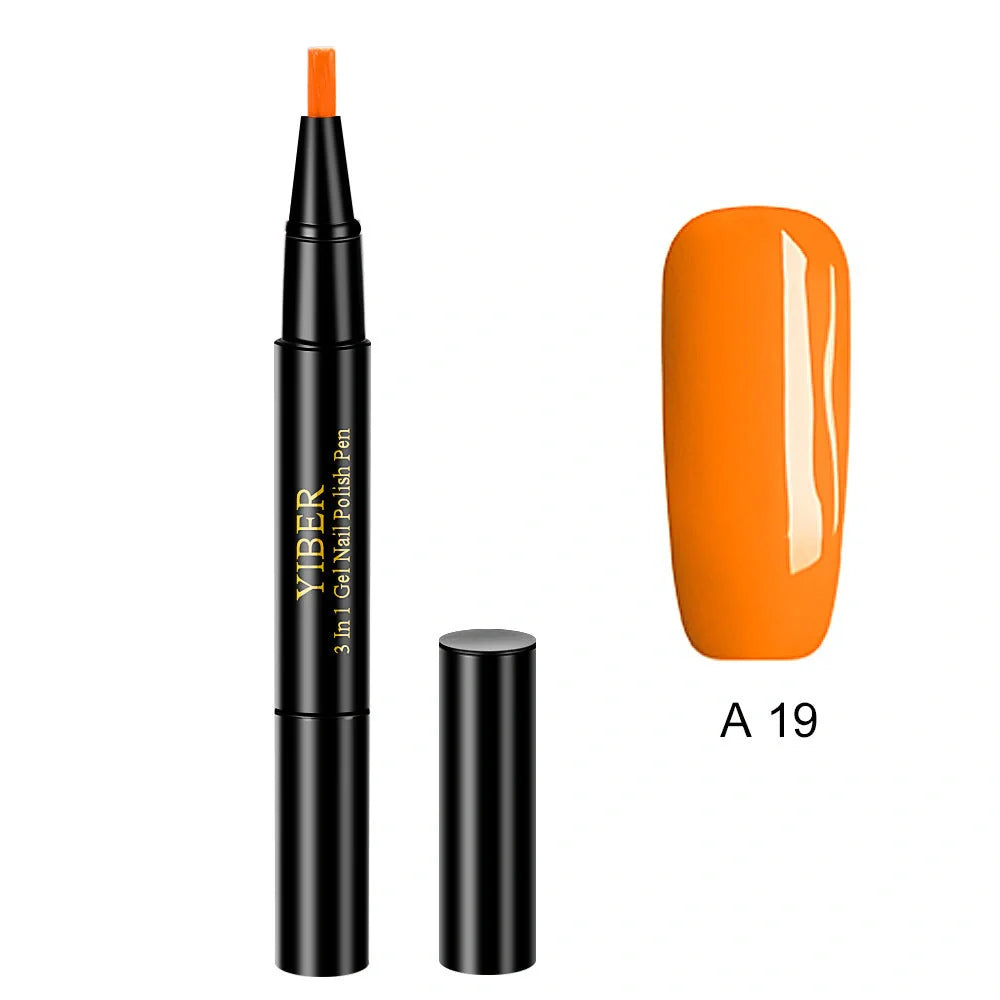 3-in-1 Gel Nail Varnish Pen with Glitter for easy one-step nail art