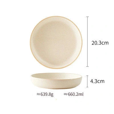 Pure Colour Matte Ceramic Plate Set with sesame point glaze in pink, grey, white, and blue