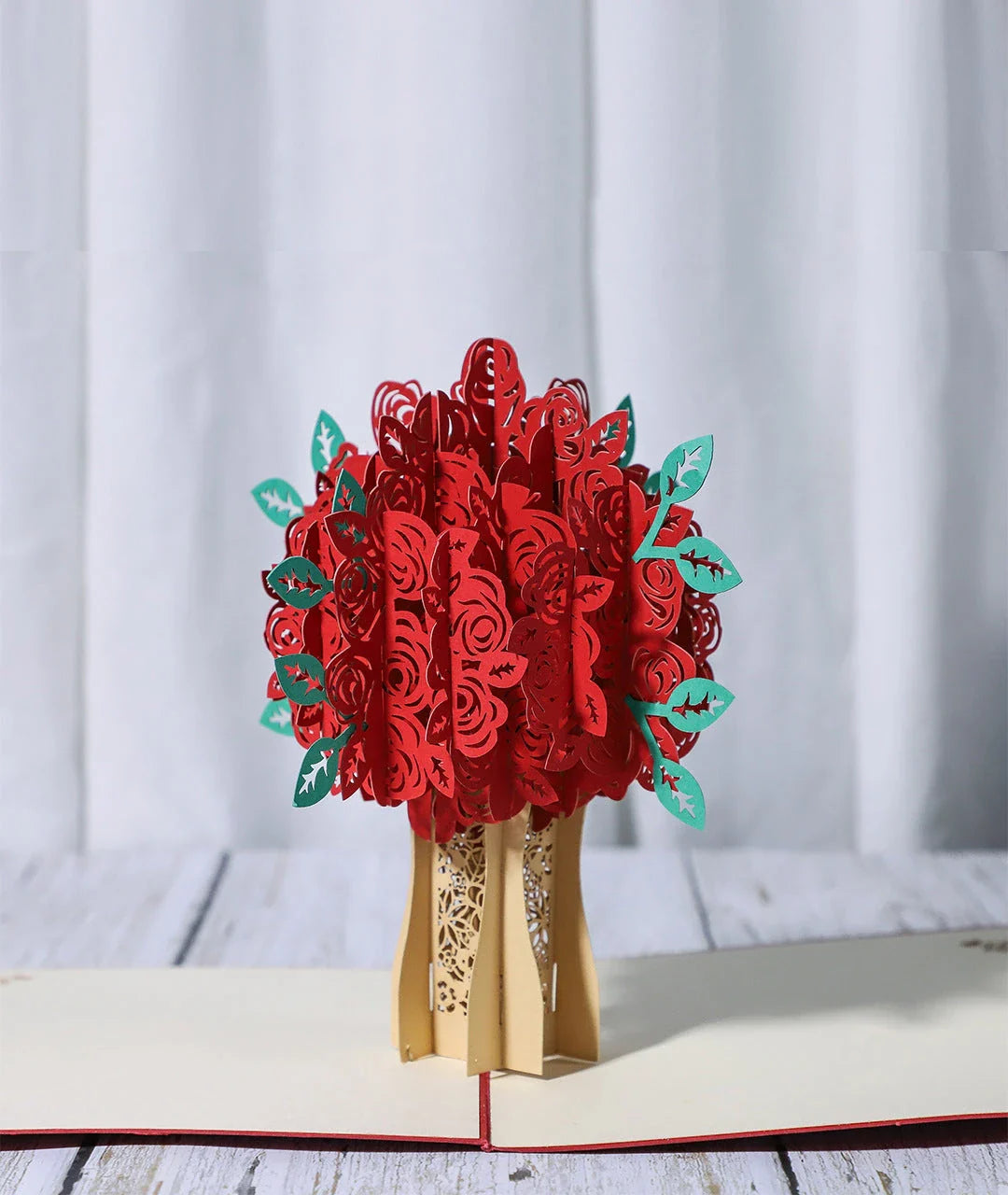 Elegant 3D pop-up wedding and anniversary greeting cards with laser-cut designs in a variety of romantic themes