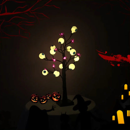 Enchanting Halloween Black Birch Tree Lights - Spooky Desk Decoration with 24 Warm White LED Lights for UK Homes