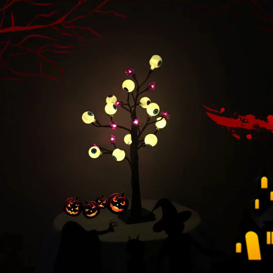 Enchanting Halloween Black Birch Tree Lights - Spooky Desk Decoration with 24 Warm White LED Lights for UK Homes