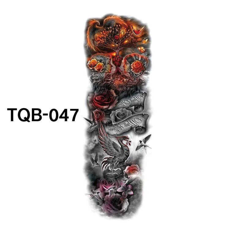 Waterproof Full Arm Tattoo Sticker in various colours for temporary body art