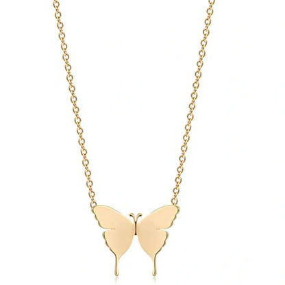 Elegant geometric butterfly pendant necklace in gold, silver, and rose gold