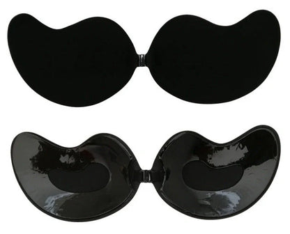 Lala Goddess Mango Cup deep V invisible bra in black and flesh colors