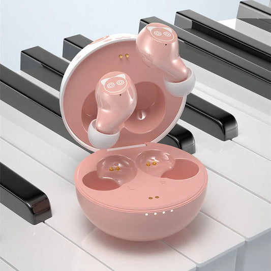 Pink wireless Bluetooth headset with rechargeable battery and stereo sound