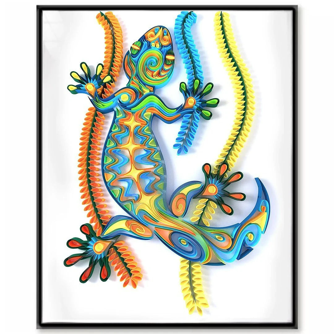Handmade quilted paper painting craft kit with custom designs and tools included