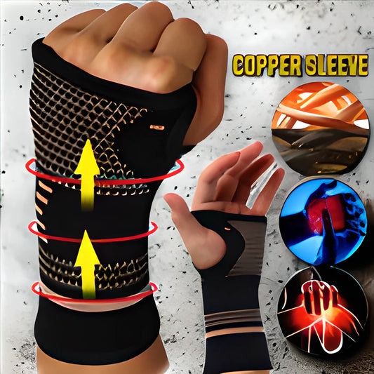 Premium copper compression wrist brace with breathable fabric for sports and active lifestyles
