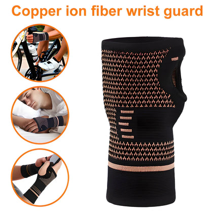 Premium copper compression wrist brace with breathable fabric for sports and active lifestyles