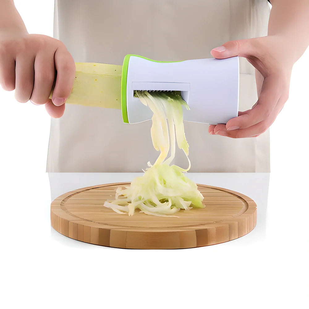 Premium Handheld Vegetable Spiralizer with 2-in-1 design for creating wide or thin noodle strips from various vegetables