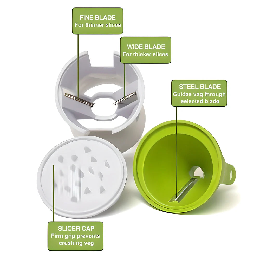 Premium Handheld Vegetable Spiralizer with 2-in-1 design for creating wide or thin noodle strips from various vegetables