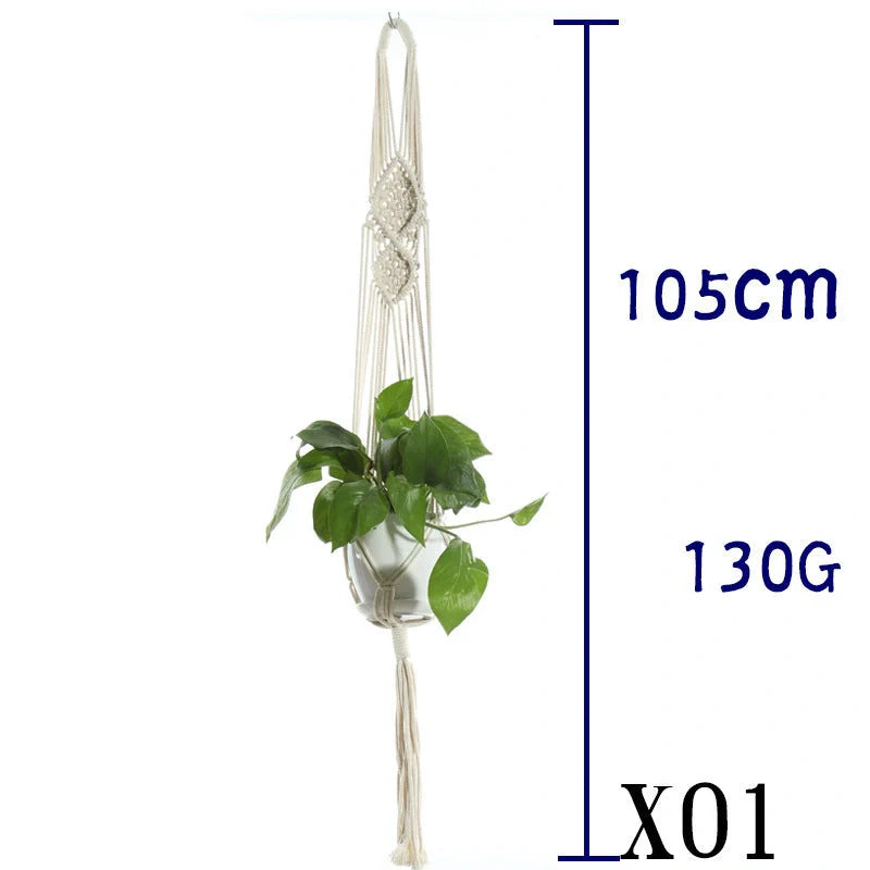Stylish hanging cotton rope plant holder for indoor and outdoor decoration