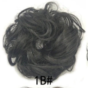 Synthetic wavy curly messy hair bun for women, 12cm diameter, high temperature wire
