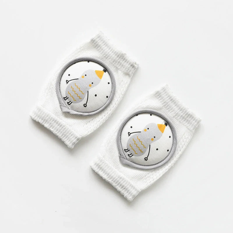 Children's breathable cotton knee pads with cartoon animal designs for crawling infants