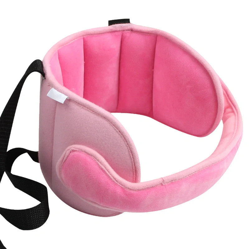 Adjustable car seat head support for babies and kids with fixed sleeping pillow