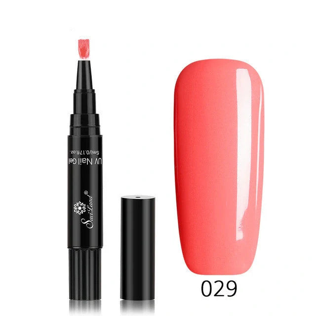 3-in-1 Gel Nail Varnish Pen with Glitter for easy one-step nail art