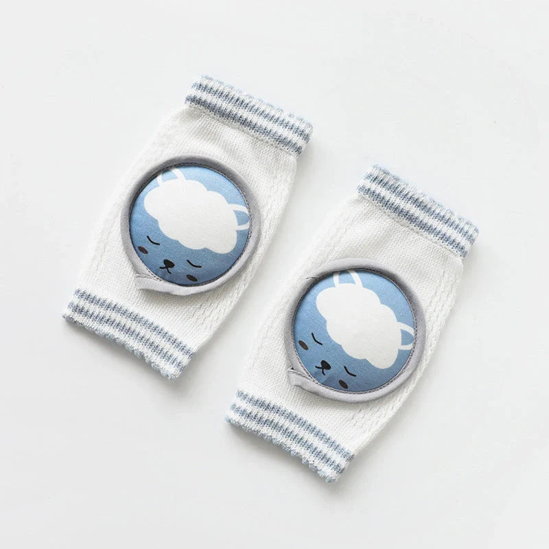 Children's breathable cotton knee pads with cartoon animal designs for crawling infants