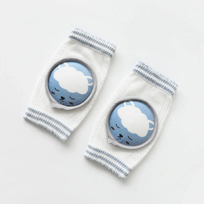 Children's breathable cotton knee pads with cartoon animal designs for crawling infants