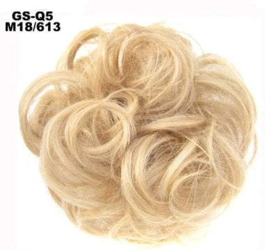 Synthetic wavy curly messy hair bun for women, 12cm diameter, high temperature wire