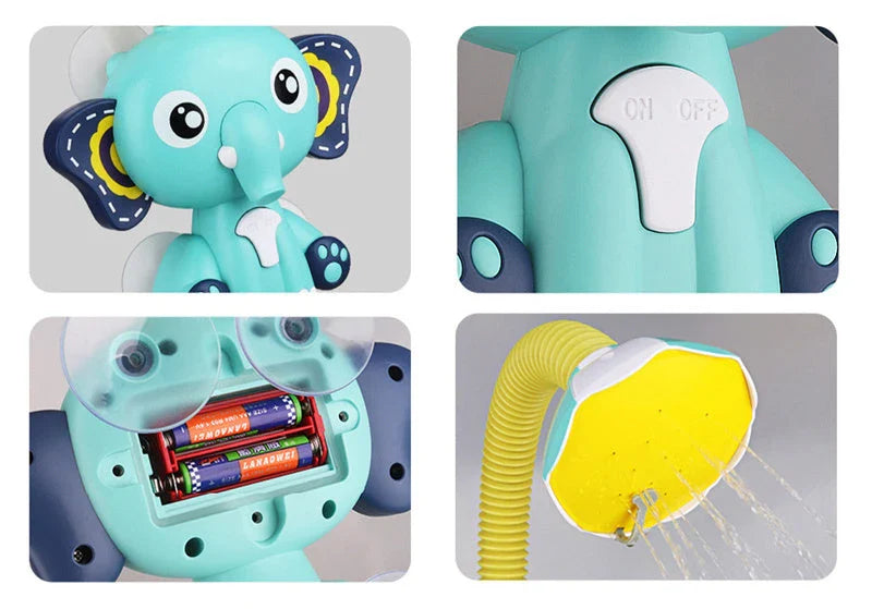 Elephant-shaped water spray toy with adjustable nozzle for bathtime fun and sensory exploration