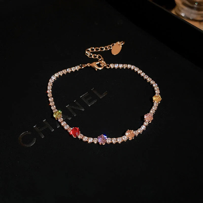 Elegant zircon geometric bracelet with South Korean fashion design