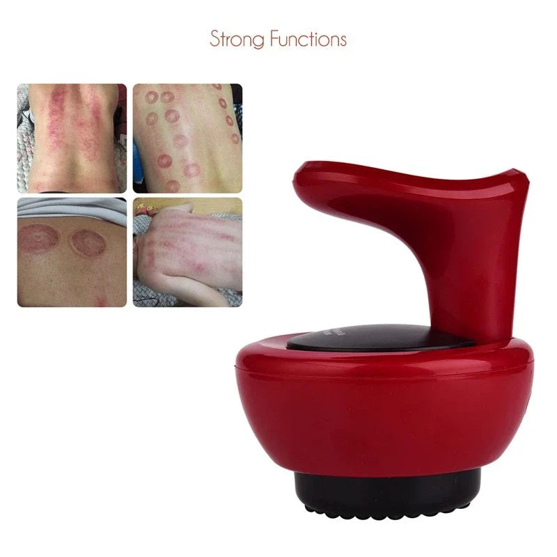 Premium skin brushing and massage device with negative pressure cupping, magnetic therapy, and customizable massage heads
