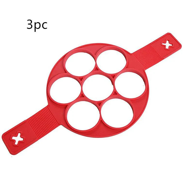 Red Silicone Pancake Mold with Various Shapes for Easily Making Perfect Pancakes at Home