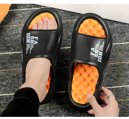 Luxurious men's massage sandals with built-in massage technology, soft cushioned sole, and durable design for comfortable summer wear