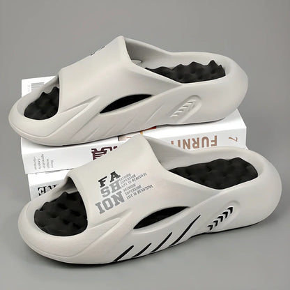 Luxurious men's massage sandals with built-in massage technology, soft cushioned sole, and durable design for comfortable summer wear