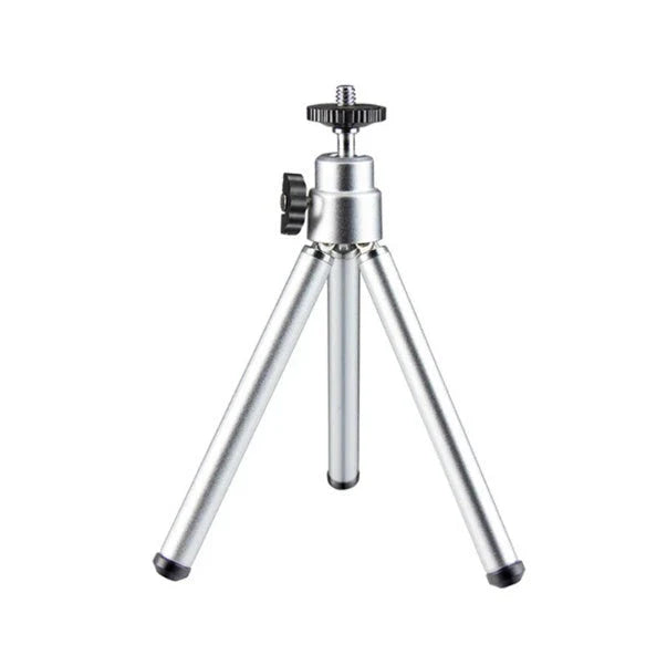 Flexible mini tripod stand for digital cameras and camcorders, with 360-degree swivel and 90-degree tilt for versatile positioning