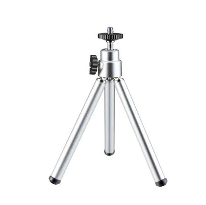 Flexible mini tripod stand for digital cameras and camcorders, with 360-degree swivel and 90-degree tilt for versatile positioning