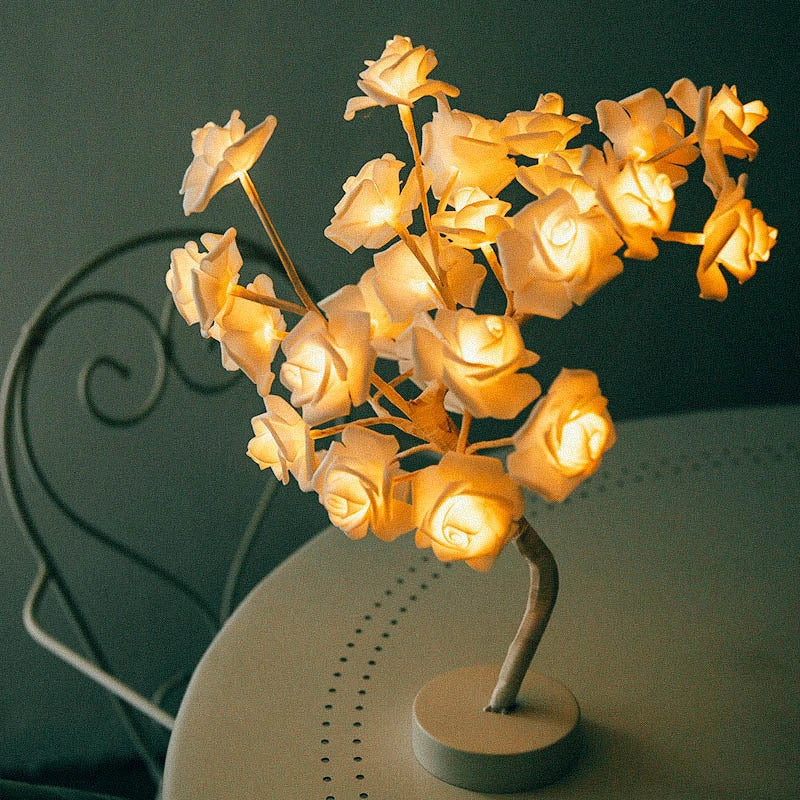 Enchanting Rose Flower Lamp with warm, soothing lighting and USB/battery power options for versatile home decor