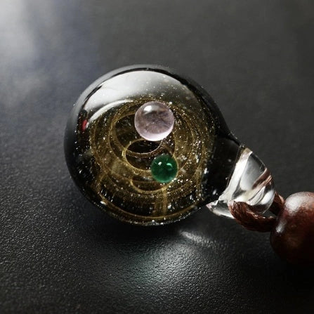 Cosmic Nebula Pendant Necklace with celestial glass ball design