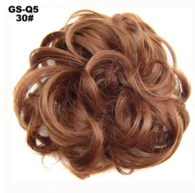 Synthetic wavy curly messy hair bun for women, 12cm diameter, high temperature wire