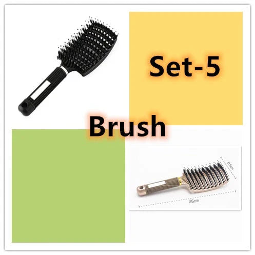 A premium hair brush with a sleek design, featuring soft bristles and a rounded massage function for healthy, detangled hair