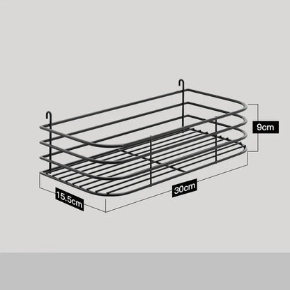 A high-quality stainless steel wall-mounted kitchen storage rack with a perforated design for customisable storage