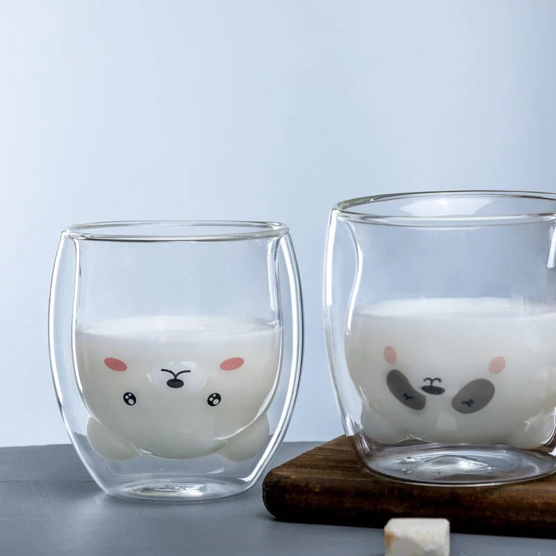 3D double-layer panda cup with skull design and festive inner Christmas tree