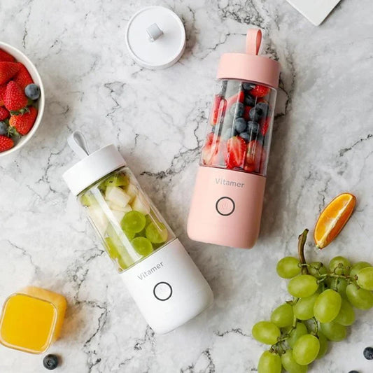 Portable USB rechargeable blender with smooth blending container and powerful motor for creating on-the-go smoothies and juices