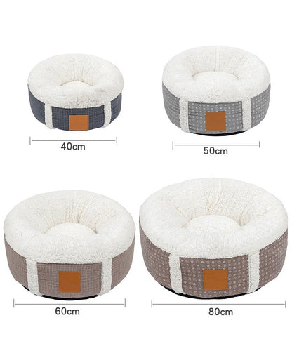 Winter Lamb Wool Pet Bed in grey, brown, dark grey, and 1Brown, sizes 40cm to 80cm