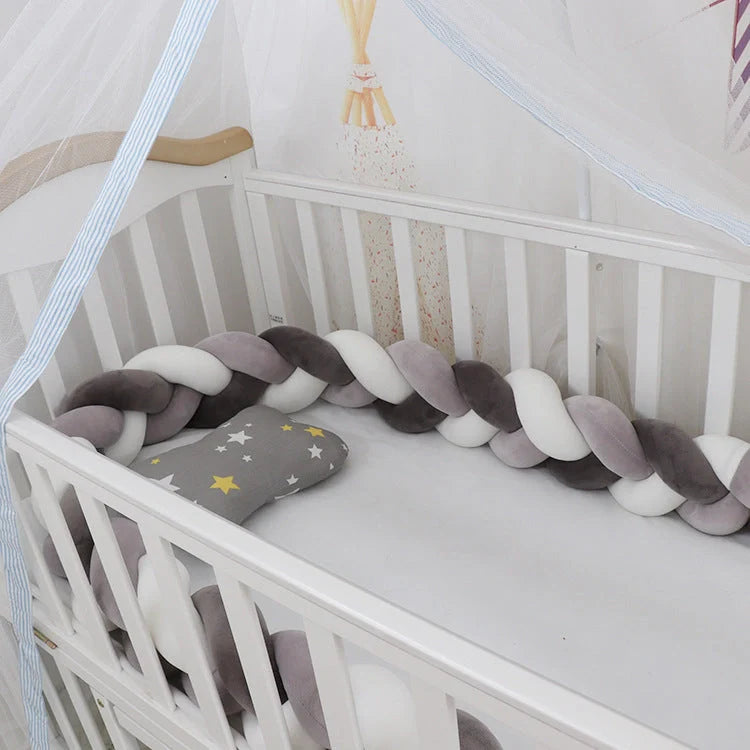 Baby Bumper Bed Braid Knot Pillow Cushion for infant crib safety in various colours