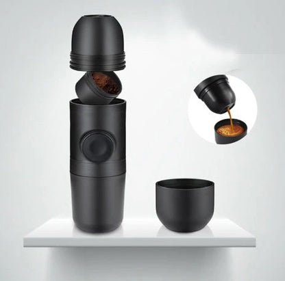 Portable Manual Espresso Coffee Maker with Stainless Steel Body and Silicone Components